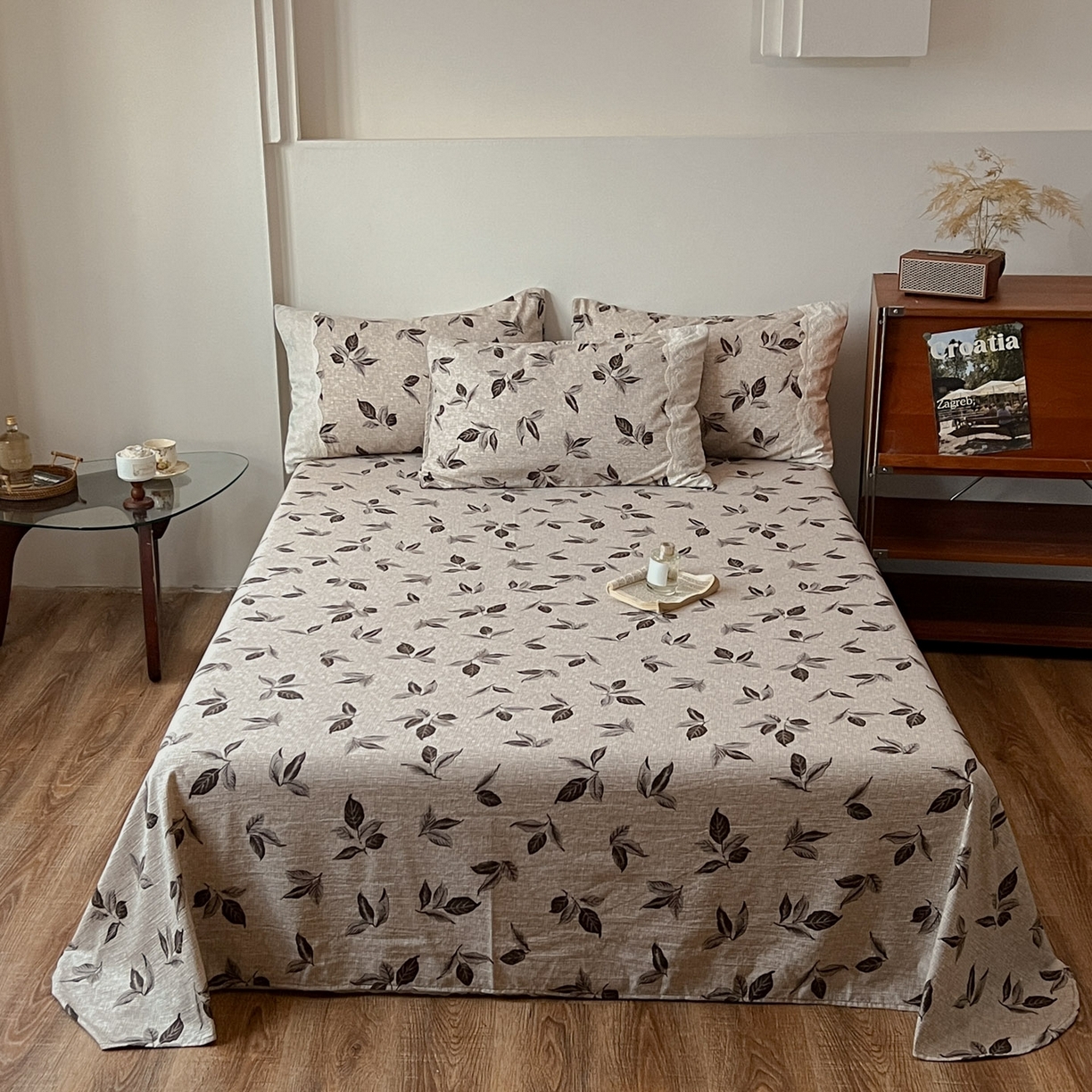 91家纺网 家纺一手货源 找家纺 （总）一比一家纺 2025新款花边原麻床单三件套