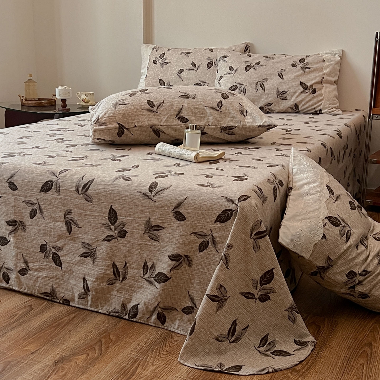 91家纺网 家纺一手货源 找家纺 （总）一比一家纺 2025新款花边原麻床单三件套