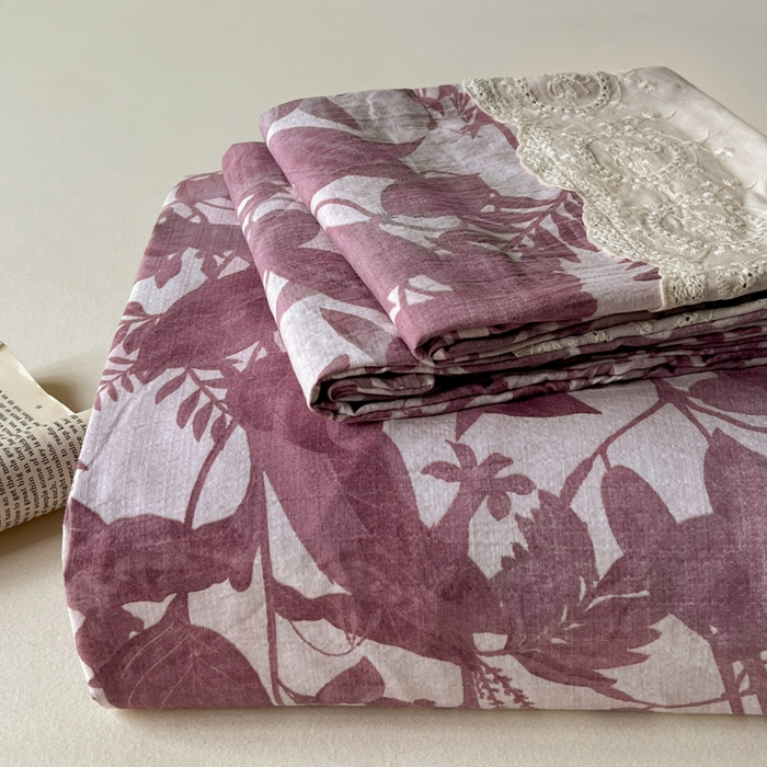 91家纺网 家纺一手货源 找家纺 （总）一比一家纺 2025新款花边原麻床单三件套