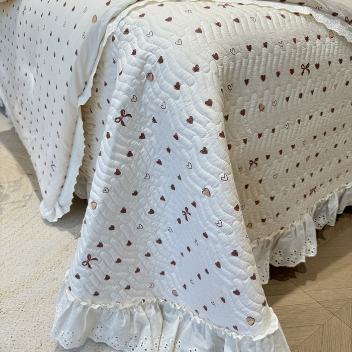 91家纺网 家纺一手货源 找家纺 奈萝家纺 2025新款全棉纯棉床盖三件套可配同款四季被同款被套 小小爱心