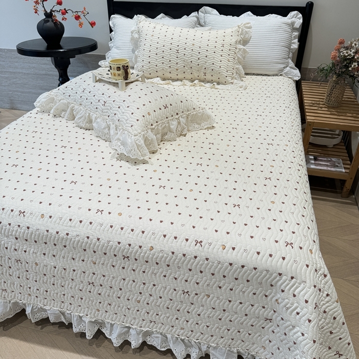 91家纺网 家纺一手货源 找家纺 奈萝家纺 2025新款全棉纯棉床盖三件套可配同款四季被同款被套 小小爱心