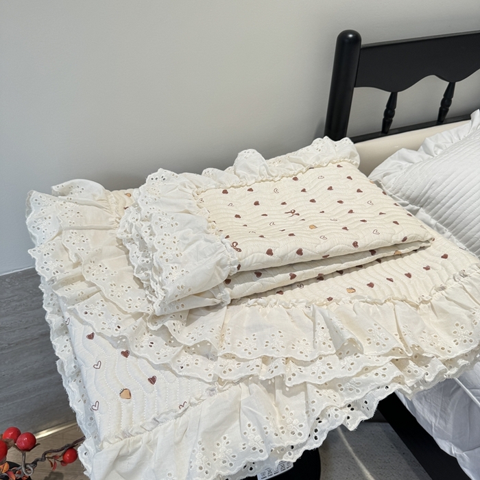 91家纺网 家纺一手货源 找家纺 奈萝家纺 2025新款全棉纯棉床盖三件套可配同款四季被同款被套 小小爱心