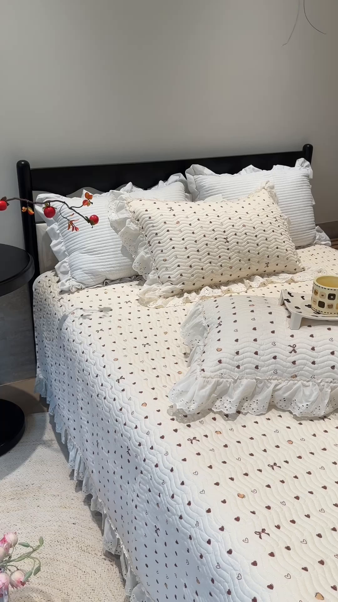 91家纺网 家纺一手货源 找家纺 奈萝家纺 2025新款全棉纯棉床盖三件套可配同款四季被同款被套 小小爱心