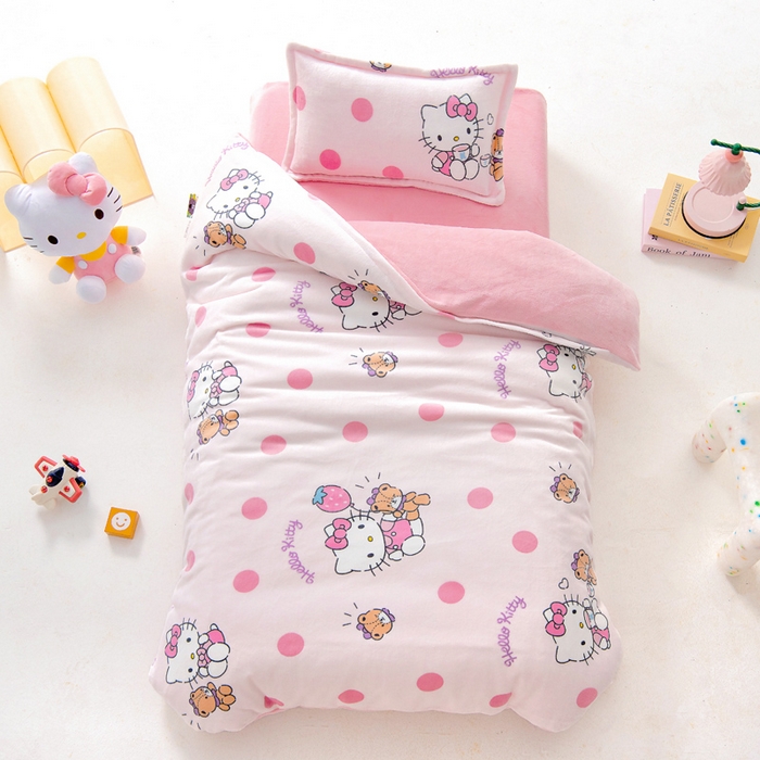 91家纺网 家纺一手货源 找家纺 （总）吉咪兔家纺 2024新品正版三丽鸥库洛米美乐蒂牛奶绒幼儿园被子三件套保暖被褥六件套