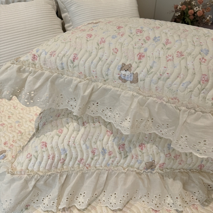 91家纺网 家纺一手货源 找家纺 奈萝家纺 2025新款全棉纯棉床盖三件套可配同款四季被同款被套 小小花园