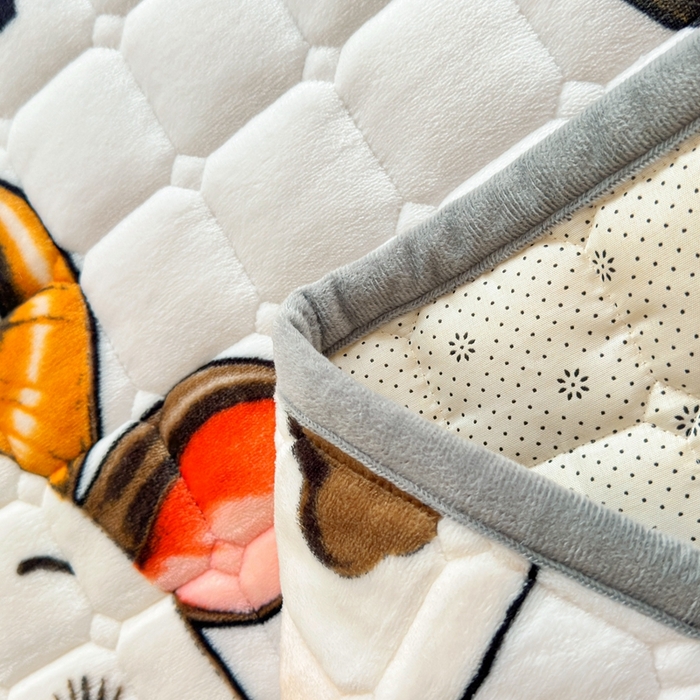 91家纺网 家纺一手货源 找家纺 小叮当家纺仓储工厂店 2025新款牛奶绒夹棉印花床垫学生图 绒床垫-萌小牛