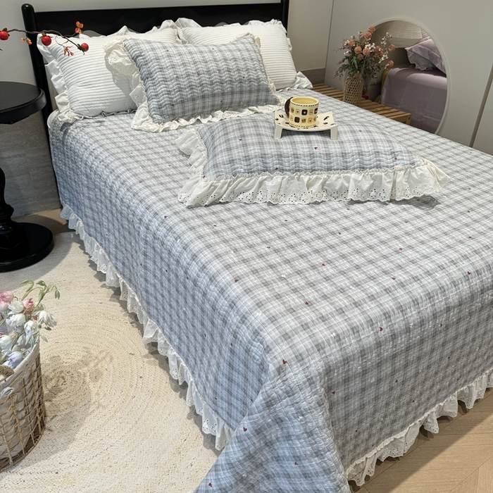 91家纺网 家纺一手货源 找家纺 奈萝家纺 2025新款全棉纯棉床盖三件套可配同款四季被同款被套 心悦