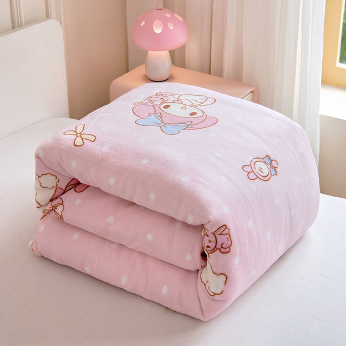 91家纺网 家纺一手货源 找家纺 吉咪兔家纺 2024新品正版三丽鸥库洛米美乐蒂牛奶绒幼儿园被子三件套保暖被褥六件套 魔法美乐蒂