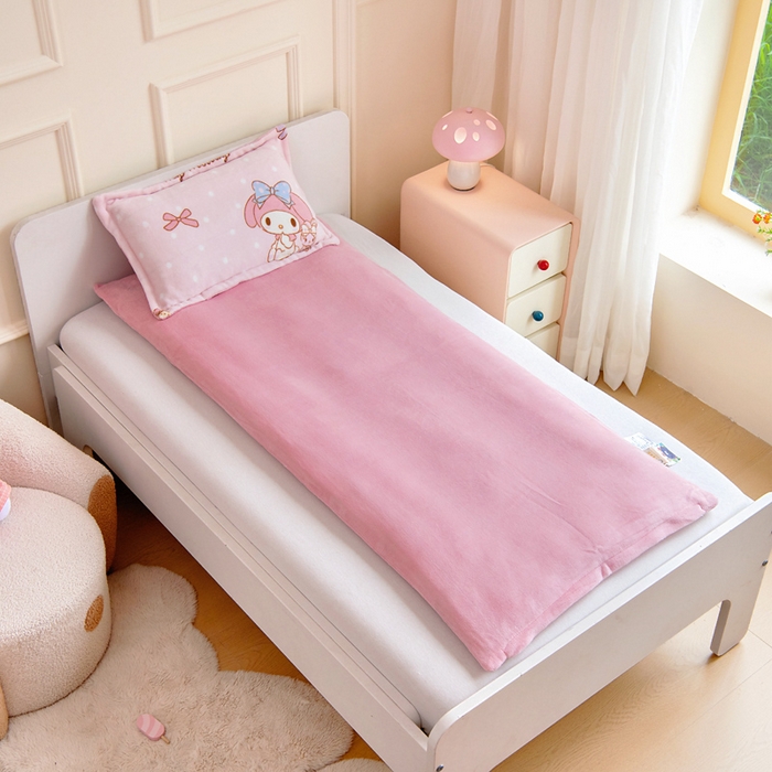 91家纺网 家纺一手货源 找家纺 吉咪兔家纺 2024新品正版三丽鸥库洛米美乐蒂牛奶绒幼儿园被子三件套保暖被褥六件套 魔法美乐蒂