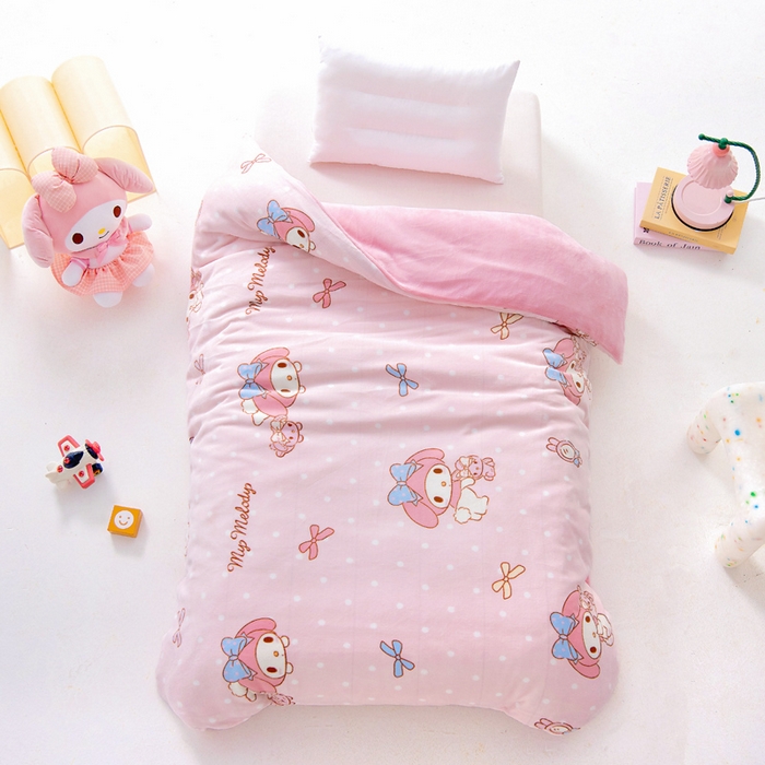 91家纺网 家纺一手货源 找家纺 吉咪兔家纺 2024新品正版三丽鸥库洛米美乐蒂牛奶绒幼儿园被子三件套保暖被褥六件套 魔法美乐蒂