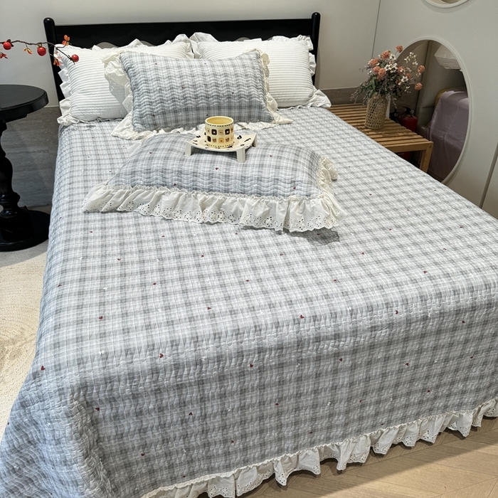 91家纺网 家纺一手货源 找家纺 奈萝家纺 2025新款全棉纯棉床盖三件套可配同款四季被同款被套 心悦