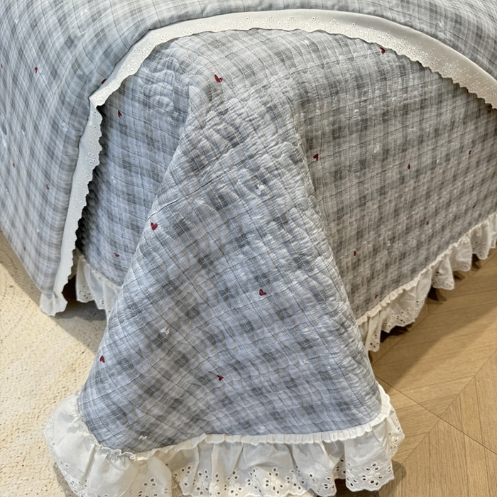 91家纺网 家纺一手货源 找家纺 奈萝家纺 2025新款全棉纯棉床盖三件套可配同款四季被同款被套 心悦