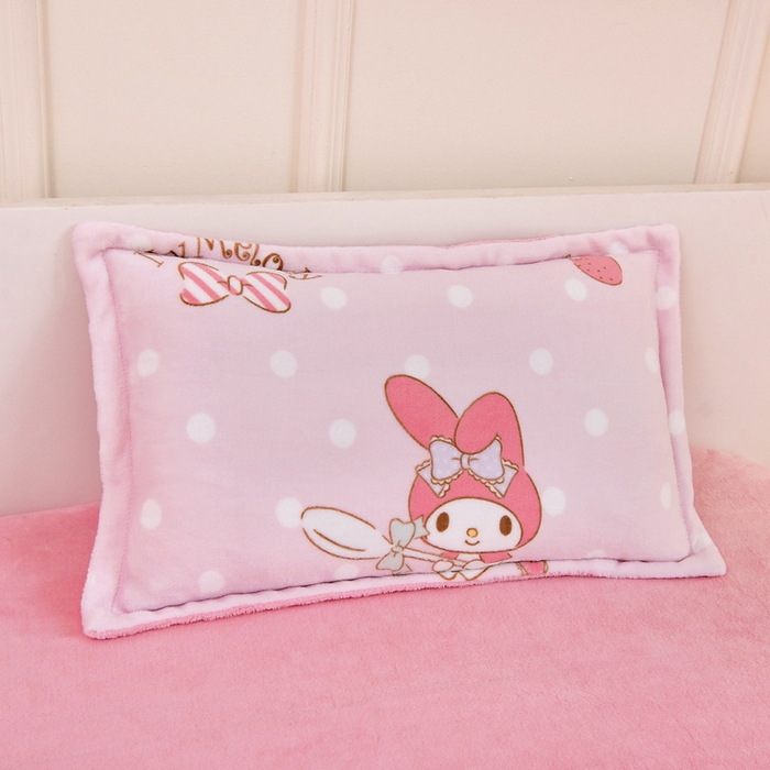 91家纺网 家纺一手货源 找家纺 吉咪兔家纺 2024新品正版三丽鸥库洛米美乐蒂牛奶绒幼儿园被子三件套保暖被褥六件套 奶油美乐蒂