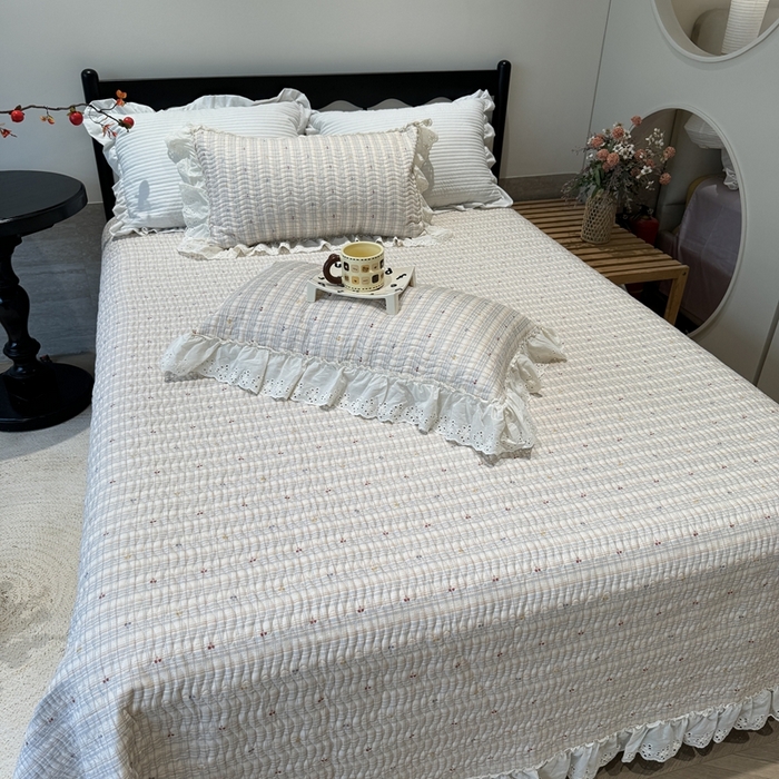 91家纺网 家纺一手货源 找家纺 奈萝家纺 2025新款全棉纯棉床盖三件套可配同款四季被同款被套 樱桃可可