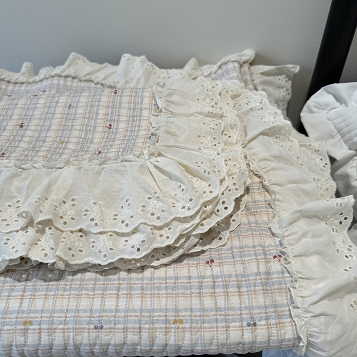 91家纺网 家纺一手货源 找家纺 奈萝家纺 2025新款全棉纯棉床盖三件套可配同款四季被同款被套 樱桃可可