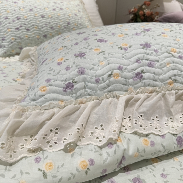 91家纺网 家纺一手货源 找家纺 奈萝家纺 2025新款全棉纯棉床盖三件套可配同款四季被同款被套 稚嫩蔷薇