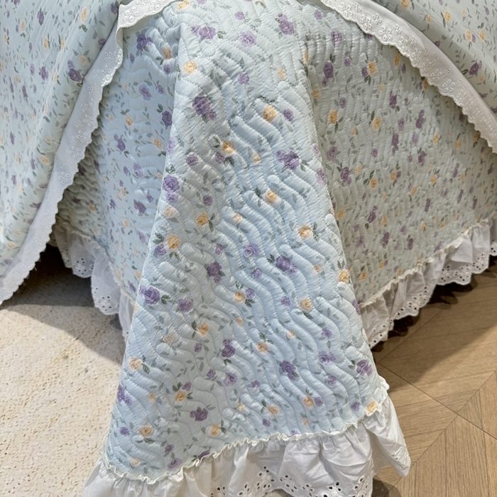 91家纺网 家纺一手货源 找家纺 奈萝家纺 2025新款全棉纯棉床盖三件套可配同款四季被同款被套 稚嫩蔷薇