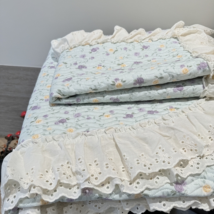 91家纺网 家纺一手货源 找家纺 奈萝家纺 2025新款全棉纯棉床盖三件套可配同款四季被同款被套 稚嫩蔷薇