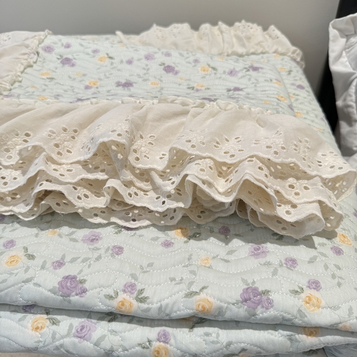 91家纺网 家纺一手货源 找家纺 奈萝家纺 2025新款全棉纯棉床盖三件套可配同款四季被同款被套 稚嫩蔷薇