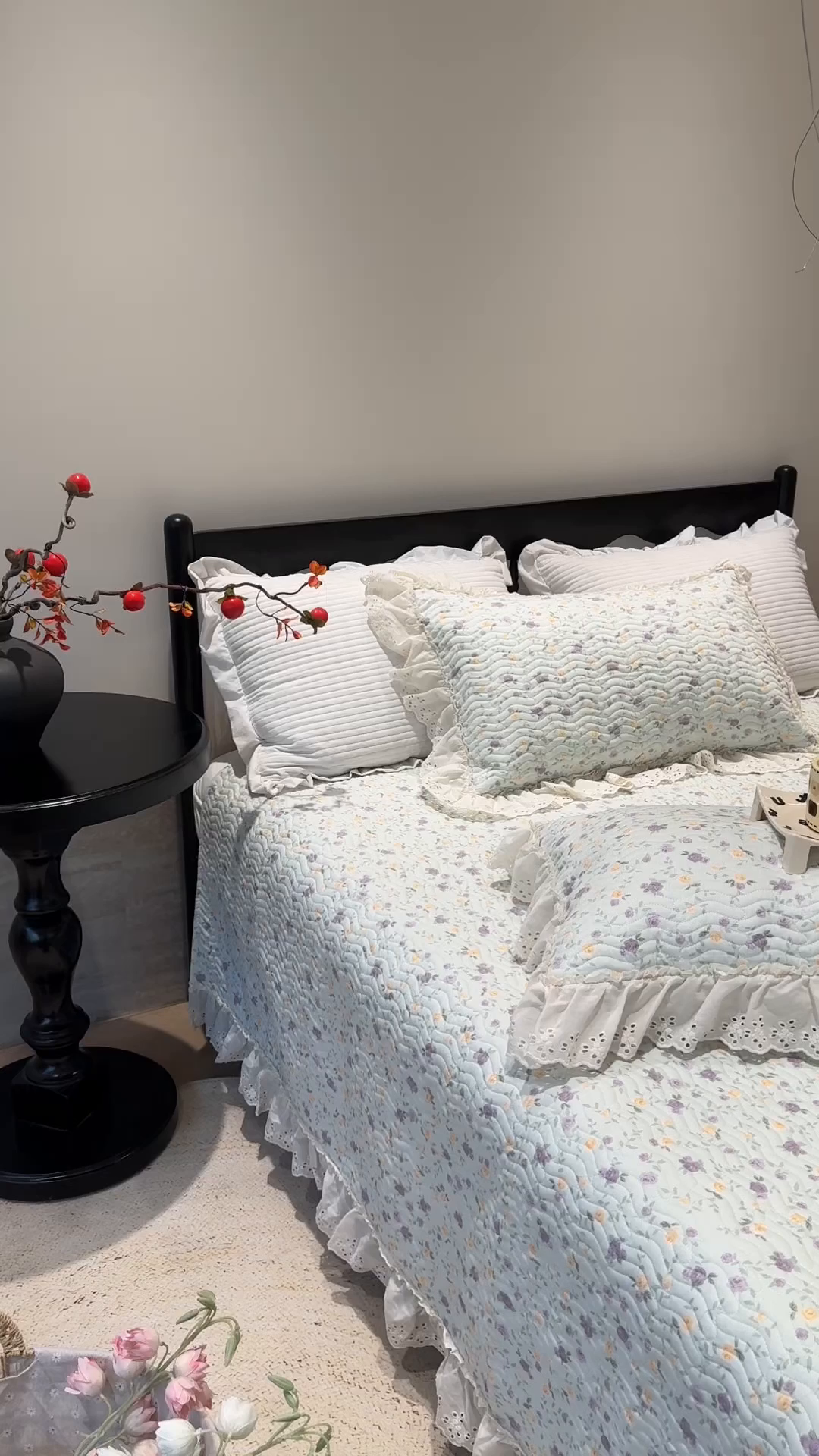 91家纺网 家纺一手货源 找家纺 奈萝家纺 2025新款全棉纯棉床盖三件套可配同款四季被同款被套 稚嫩蔷薇