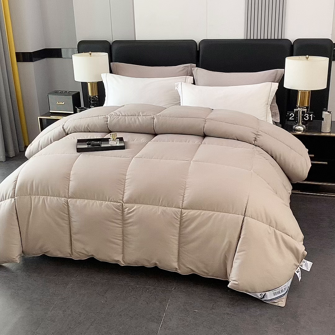 91家纺网 家纺一手货源 找家纺 好老表被业 2025新款纯色羽丝绒冬被芯加厚保暖双拼羽丝棉被子春秋被单双人直播被子被芯 灰色