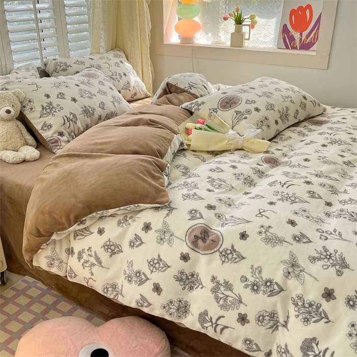 91家纺网 家纺一手货源 找家纺 如约 2025新款印花牛奶绒四件套 芭提雅