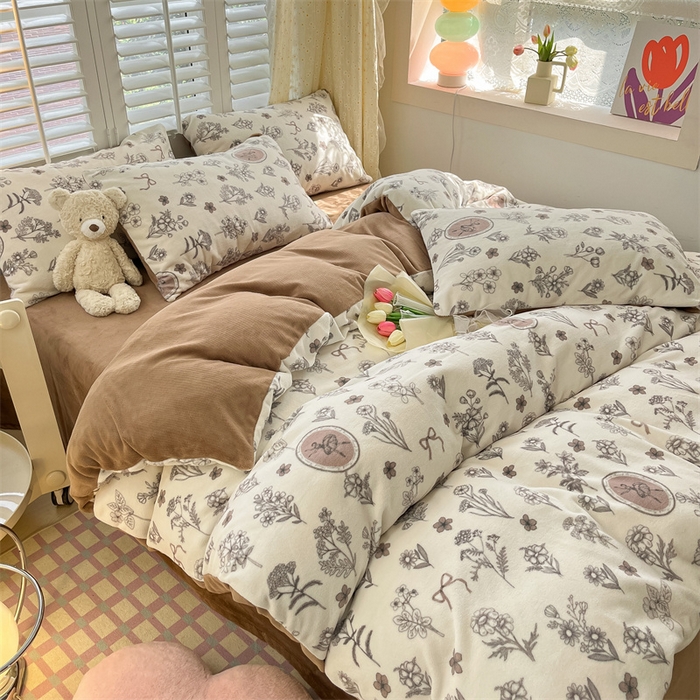 91家纺网 家纺一手货源 找家纺 如约 2025新款印花牛奶绒四件套 芭提雅