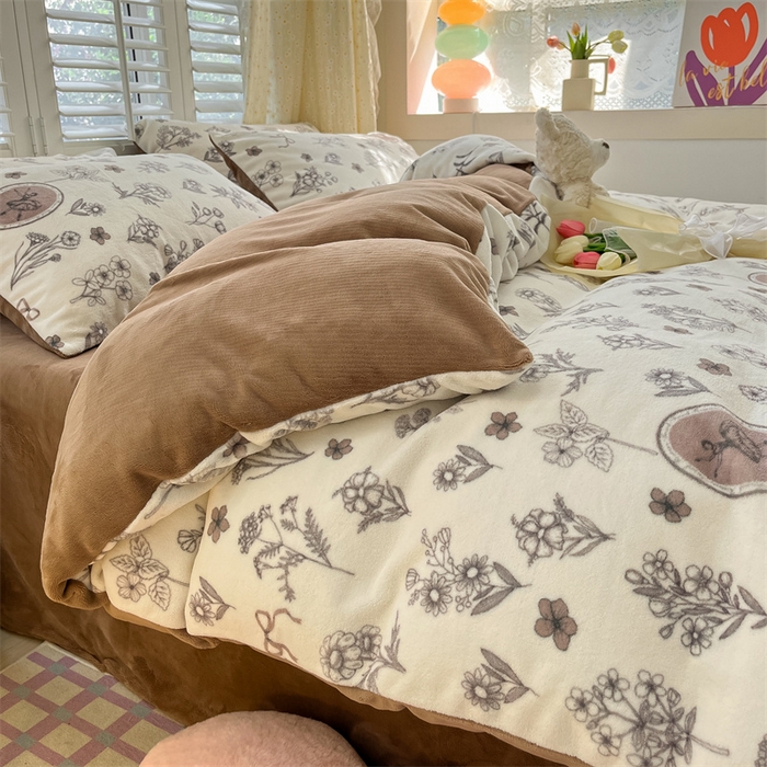 91家纺网 家纺一手货源 找家纺 如约 2025新款印花牛奶绒四件套 芭提雅