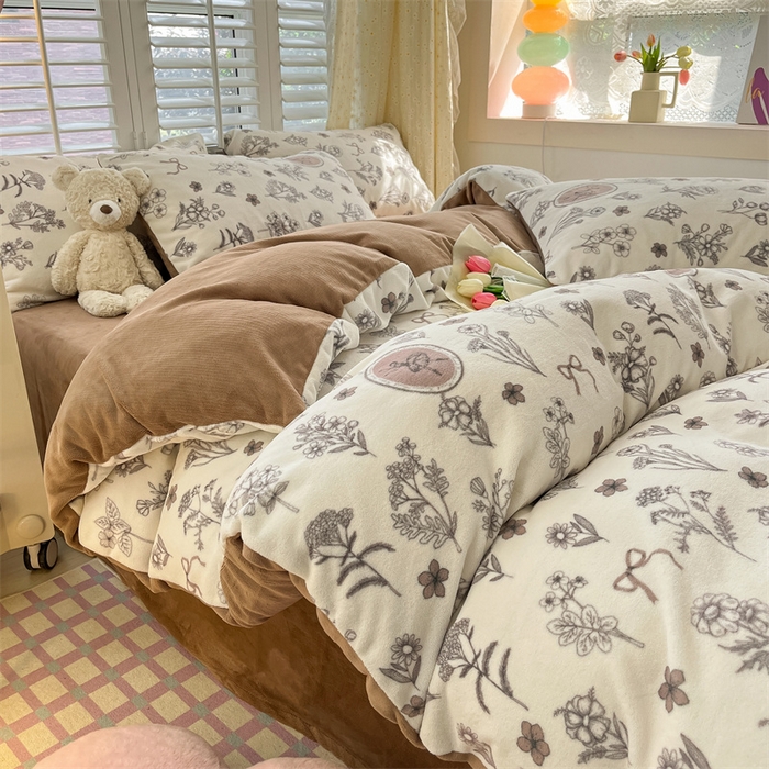 91家纺网 家纺一手货源 找家纺 如约 2025新款印花牛奶绒四件套 芭提雅