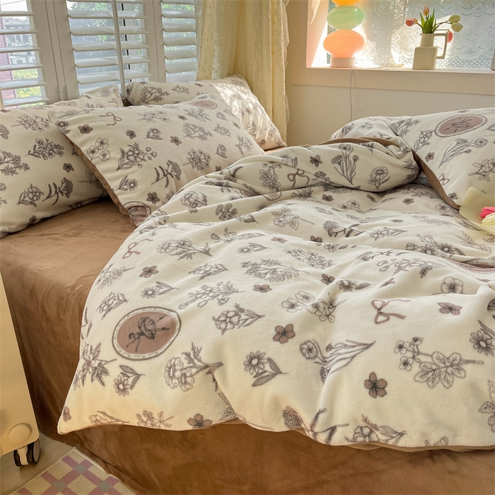 91家纺网 家纺一手货源 找家纺 如约 2025新款印花牛奶绒四件套 芭提雅