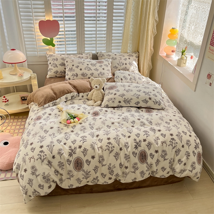 91家纺网 家纺一手货源 找家纺 如约 2025新款印花牛奶绒四件套 芭提雅