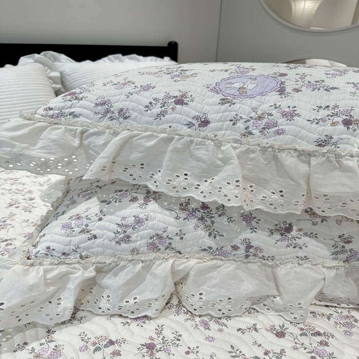 91家纺网 家纺一手货源 找家纺 奈萝家纺 2025新款全棉纯棉床盖三件套可配同款四季被同款被套 紫悦