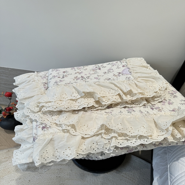 91家纺网 家纺一手货源 找家纺 奈萝家纺 2025新款全棉纯棉床盖三件套可配同款四季被同款被套 紫悦