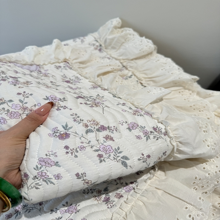 91家纺网 家纺一手货源 找家纺 奈萝家纺 2025新款全棉纯棉床盖三件套可配同款四季被同款被套 紫悦