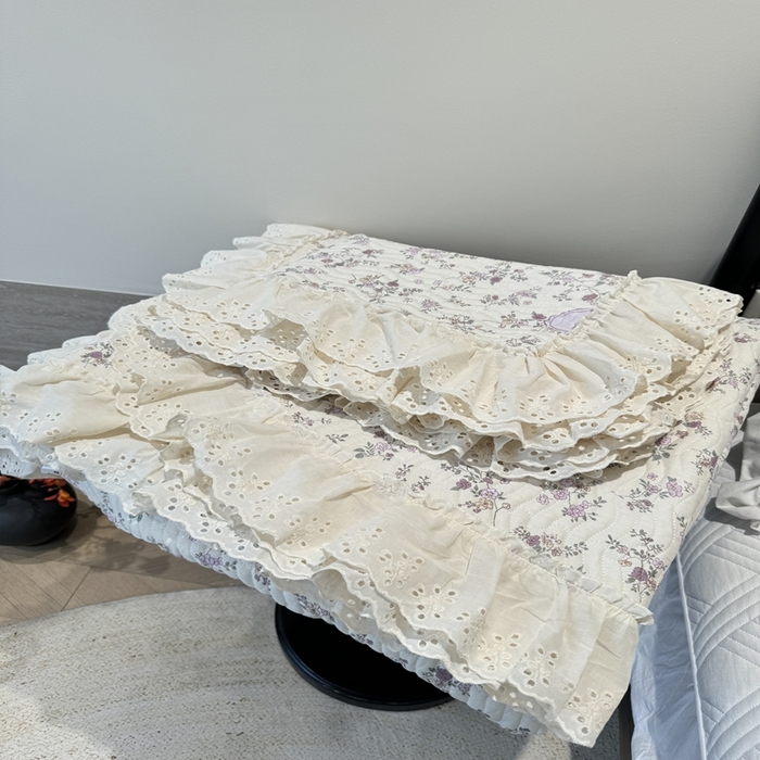 91家纺网 家纺一手货源 找家纺 奈萝家纺 2025新款全棉纯棉床盖三件套可配同款四季被同款被套 紫悦