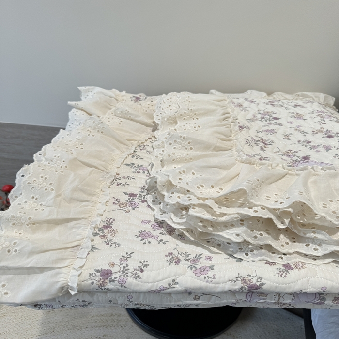 91家纺网 家纺一手货源 找家纺 奈萝家纺 2025新款全棉纯棉床盖三件套可配同款四季被同款被套 紫悦