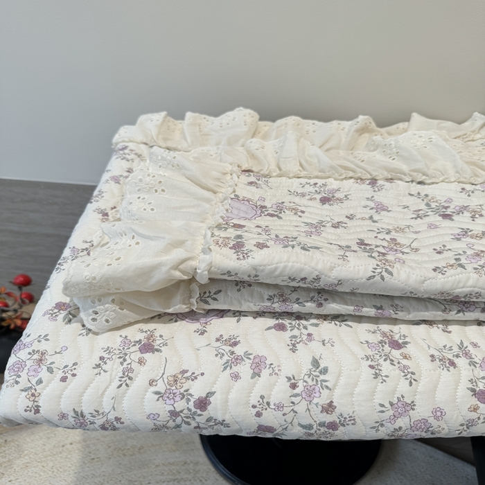 91家纺网 家纺一手货源 找家纺 奈萝家纺 2025新款全棉纯棉床盖三件套可配同款四季被同款被套 紫悦