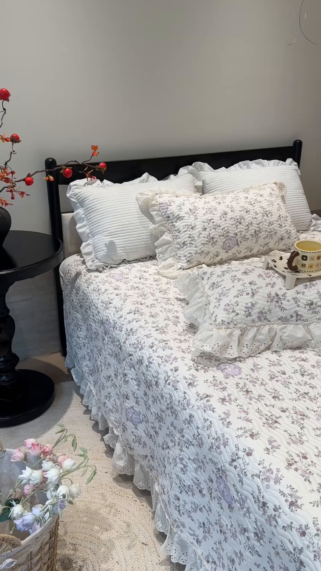 91家纺网 家纺一手货源 找家纺 奈萝家纺 2025新款全棉纯棉床盖三件套可配同款四季被同款被套 紫悦