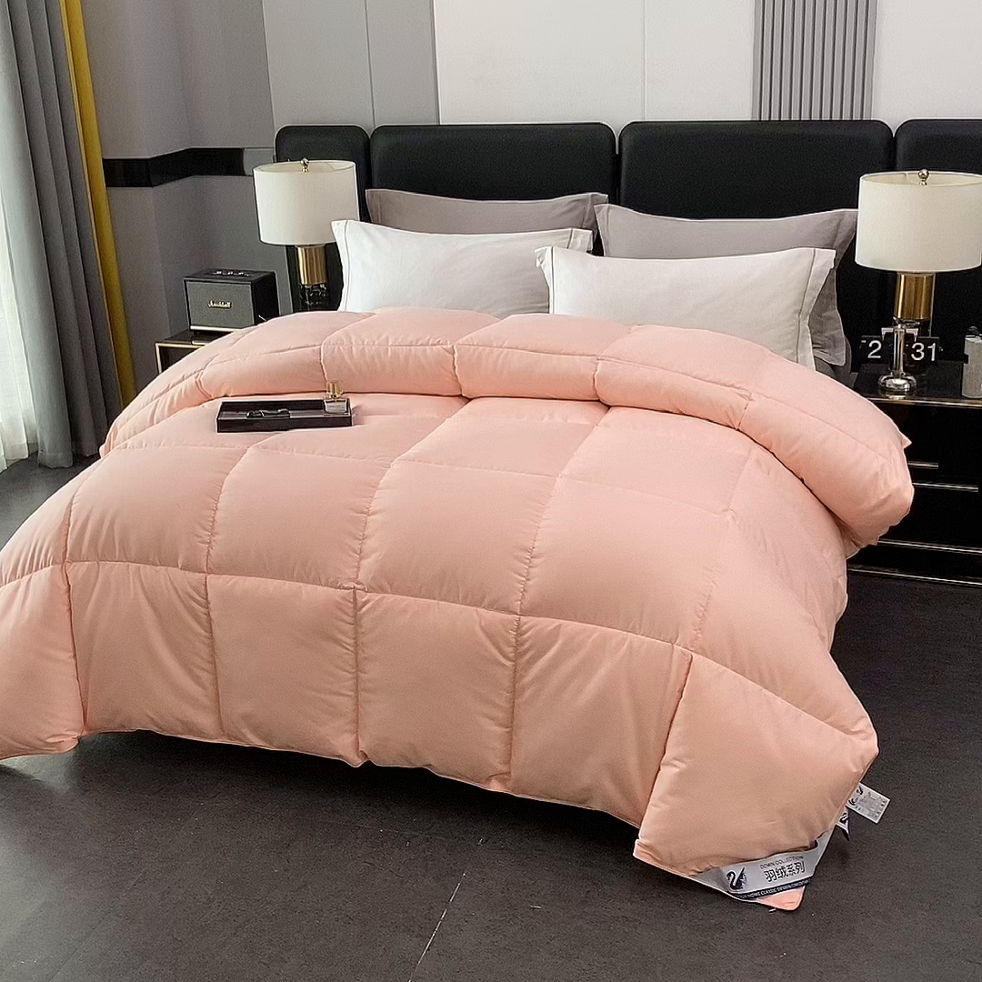 91家纺网 家纺一手货源 找家纺 好老表被业 2025新款纯色羽丝绒冬被芯加厚保暖双拼羽丝棉被子春秋被单双人直播被子被芯 玉色