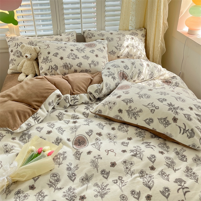 91家纺网 家纺一手货源 找家纺 如约 2025新款印花牛奶绒四件套 芭提雅