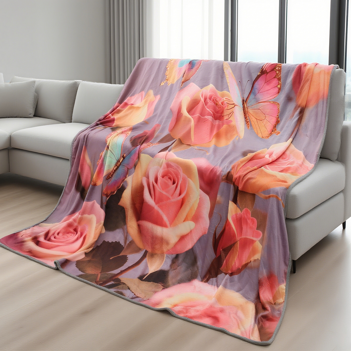 91家纺网 家纺一手货源 找家纺 （总）2025新款数码5D立体印花包边毯240克毯子