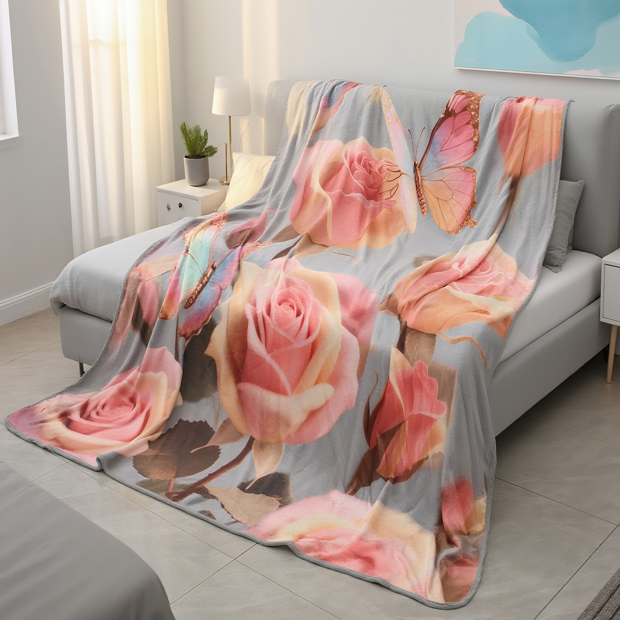 91家纺网 家纺一手货源 找家纺 （总）2025新款数码5D立体印花包边毯240克毯子