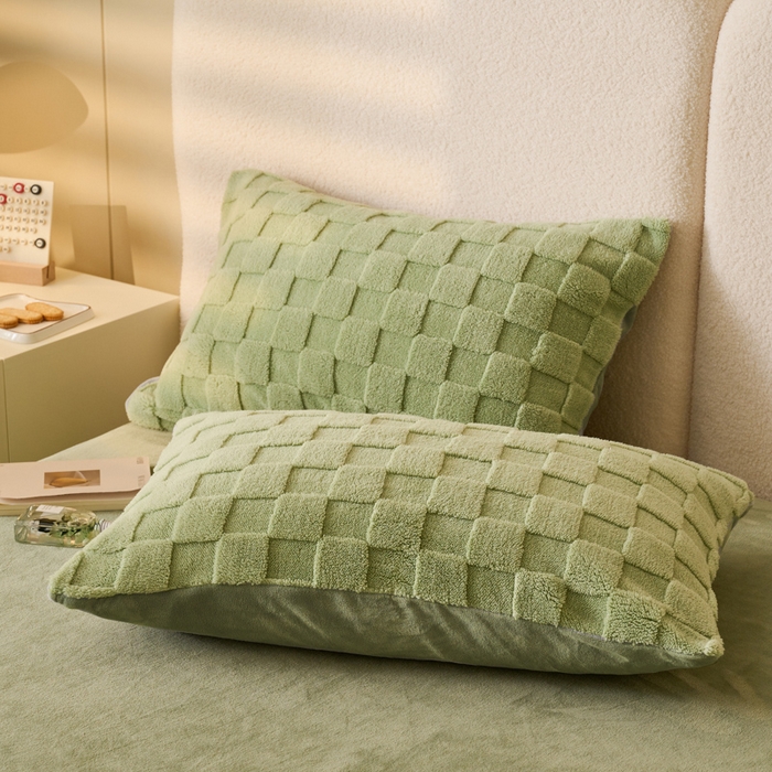 91家纺网 家纺一手货源 找家纺 晨曦家纺 2025新款加厚高克重230克塔芙绒牛奶绒单被套-初暖系列 初暖-果绿