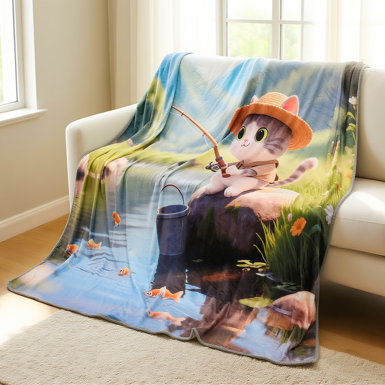 91家纺网 家纺一手货源 找家纺 （总）2025新款数码5D立体印花包边毯240克毯子