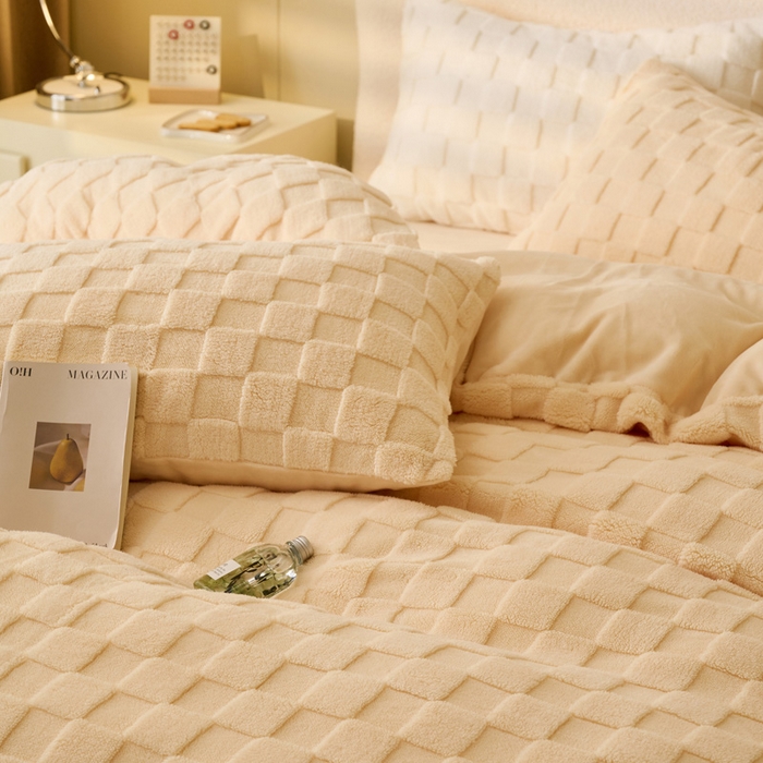 91家纺网 家纺一手货源 找家纺 晨曦家纺 2025新款加厚高克重230克塔芙绒牛奶绒单被套-初暖系列 初暖-奶黄