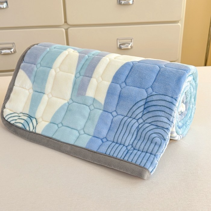 91家纺网 家纺一手货源 找家纺 小叮当家纺仓储工厂店 2025新款牛奶绒夹棉印花床垫学生图 绒床垫-色彩空间