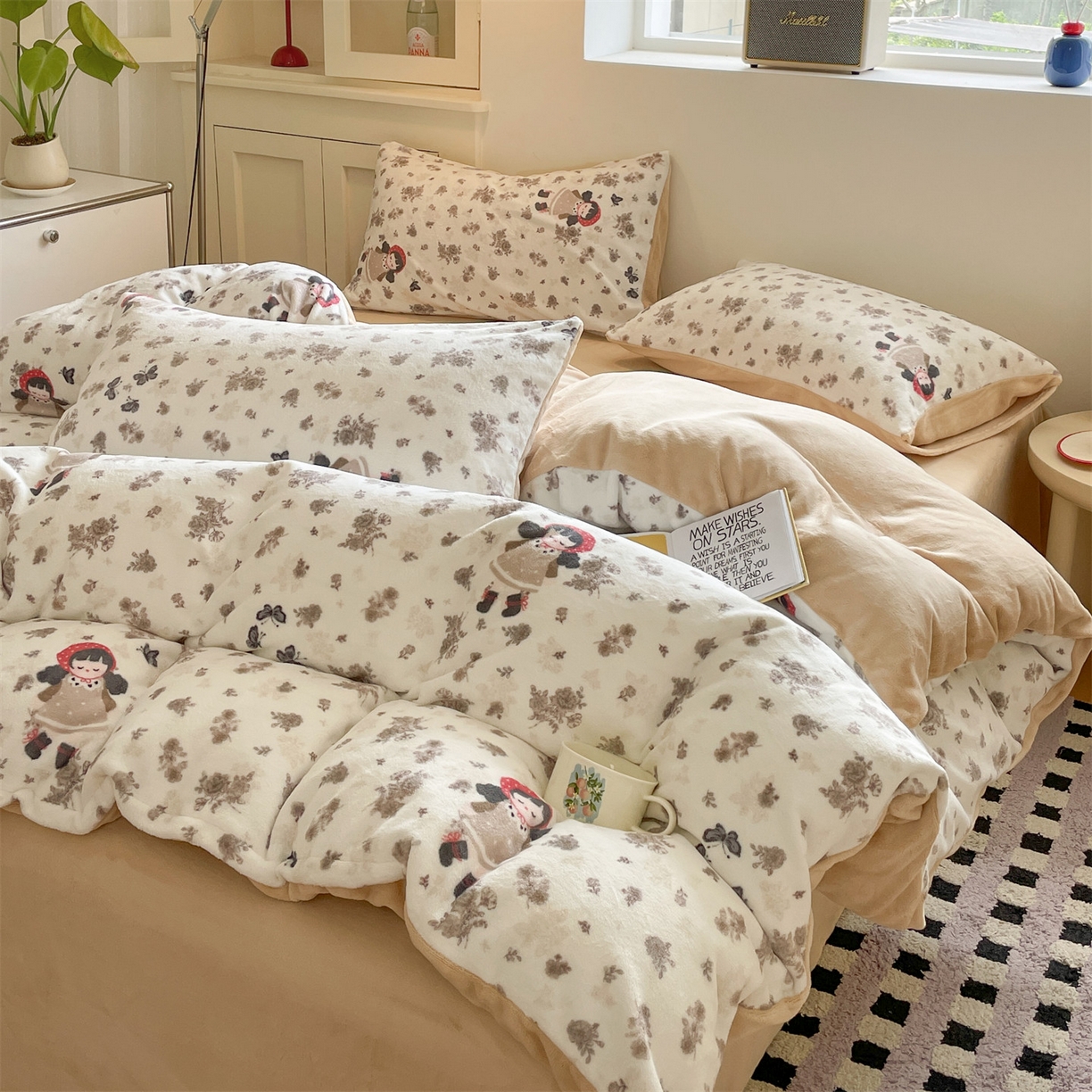 91家纺网 家纺一手货源 找家纺 （总）如约 2025新款印花牛奶绒四件套