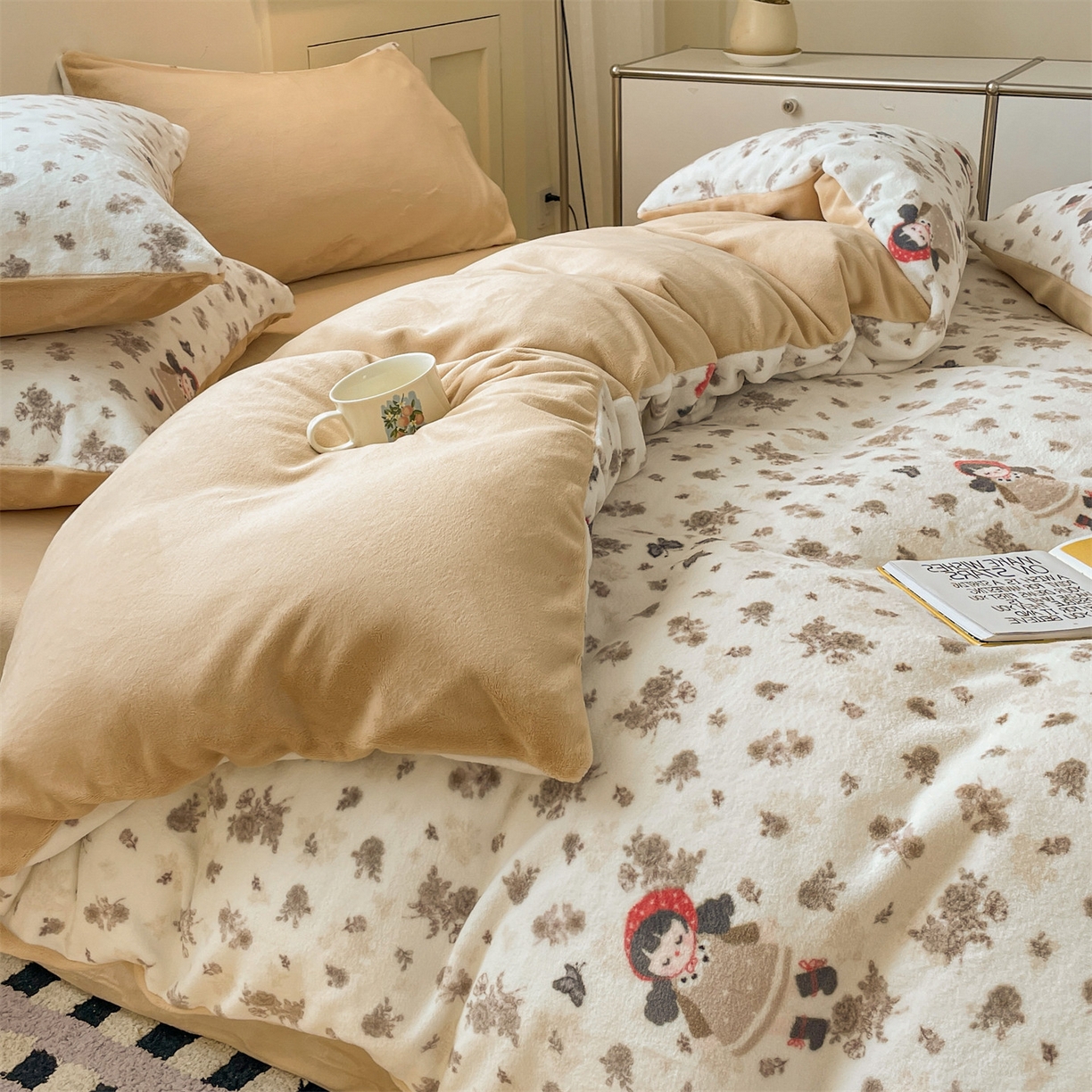 91家纺网 家纺一手货源 找家纺 （总）如约 2025新款印花牛奶绒四件套