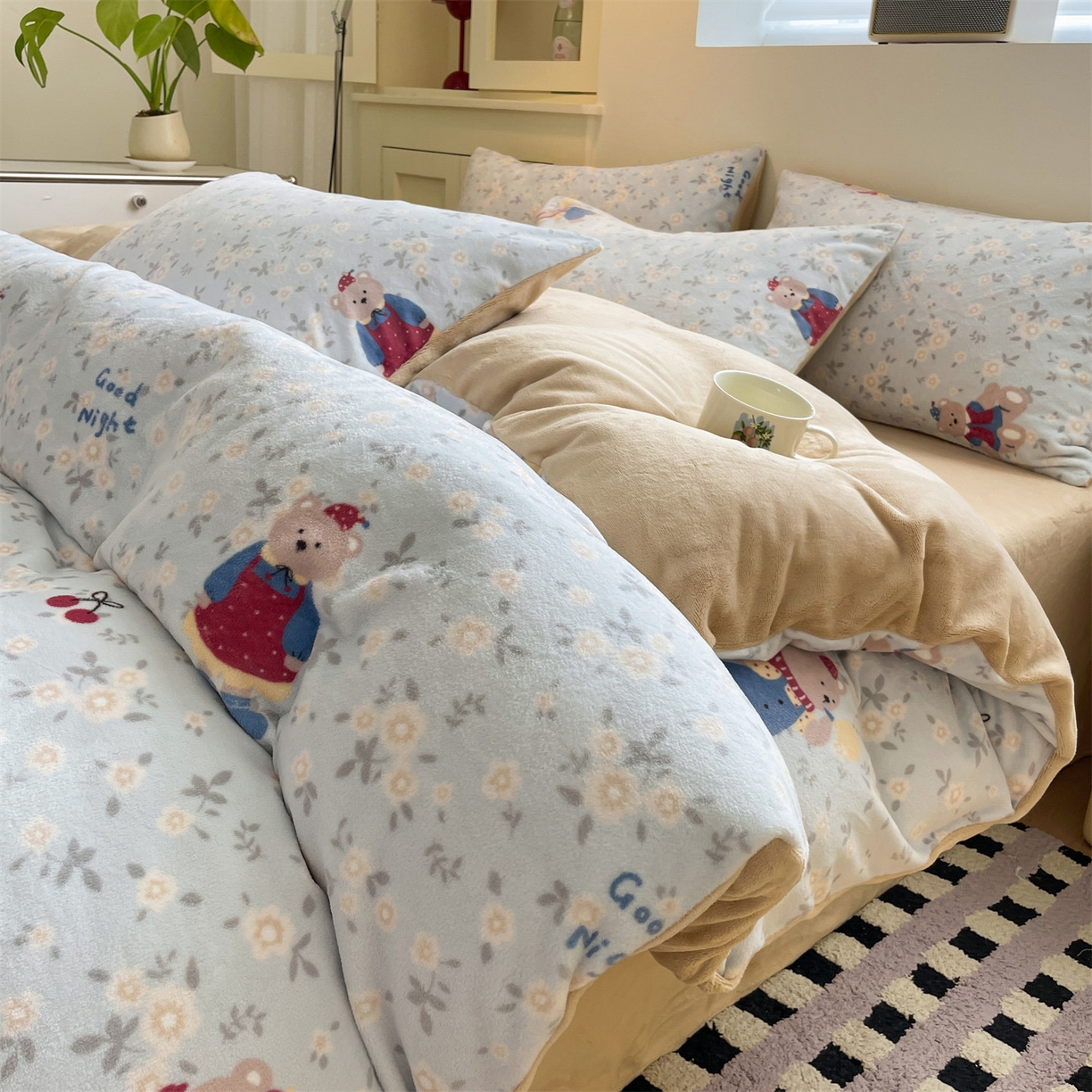 91家纺网 家纺一手货源 找家纺 （总）如约 2025新款印花牛奶绒四件套