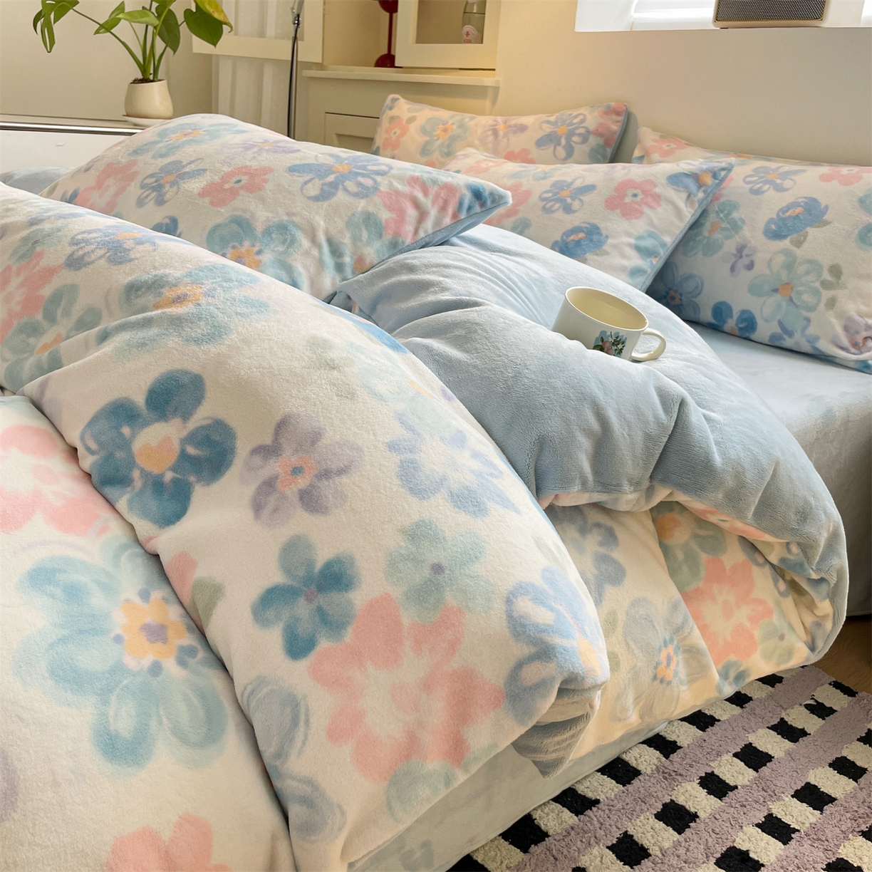 91家纺网 家纺一手货源 找家纺 （总）如约 2025新款印花牛奶绒四件套